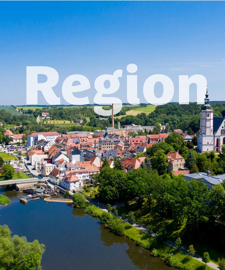 Blick von oben auf die Stadt Penig an der Mulde Foto: BUR Werbeagentur GmbH